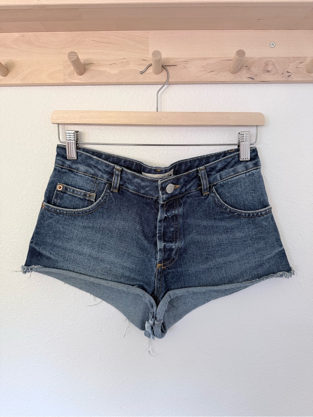 Topshop PETITE Mid-Blue High-Waist Denim Shorts